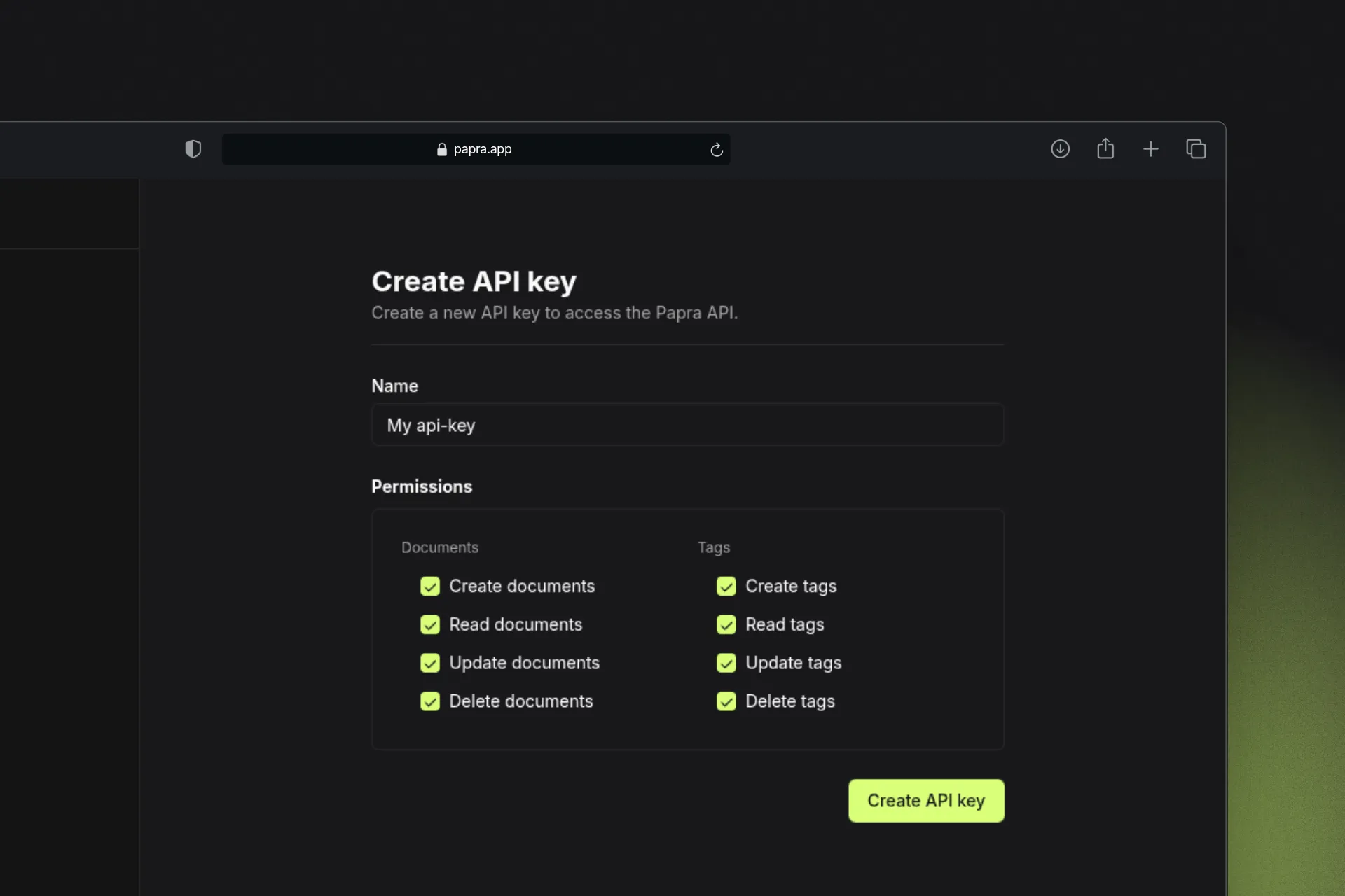 API keys
