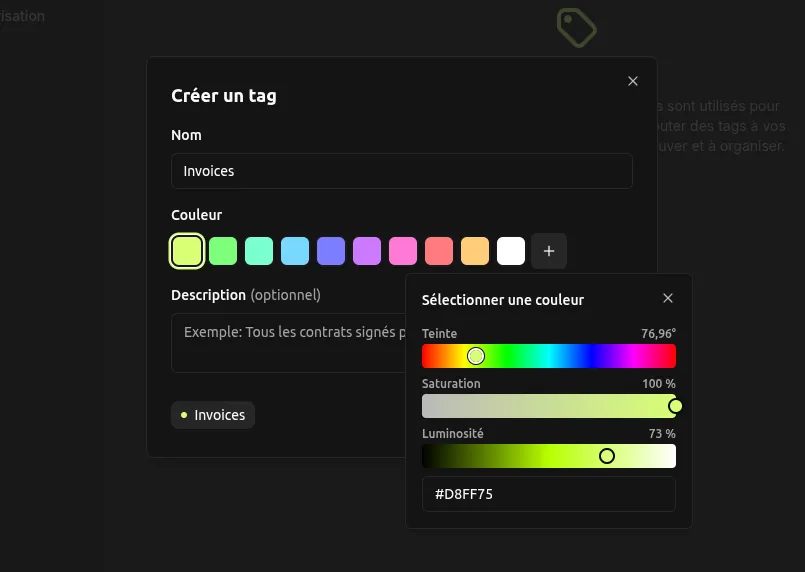 Tag color customization
